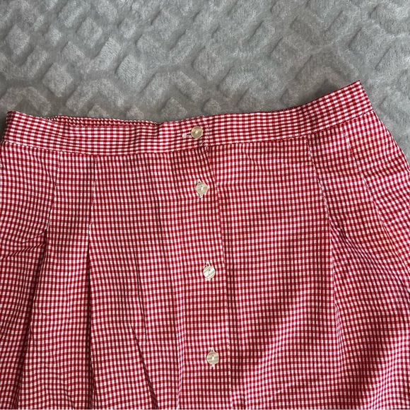 VTG Kathie Lee Gingham A-Line Pleated Skirt Checkered High Waisted Button Up 14 - Picture 11 of 16